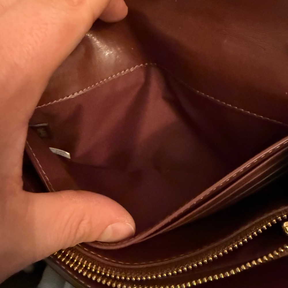 COACH Beige Signature Embossed Leather Turnlock Wristlet Clutch Bag 8x5 No Strap - Picture 5 of 11